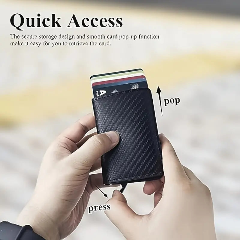 Carbon Fiber Credit Card Holder RFID Blocking, Slim Pop Up Minimalist Wallet Men's Shoes & Accessories - DailySale