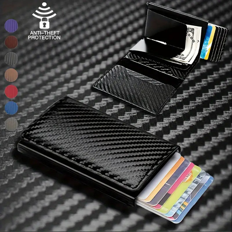 Carbon Fiber Credit Card Holder RFID Blocking, Slim Pop Up Minimalist Wallet Men's Shoes & Accessories - DailySale