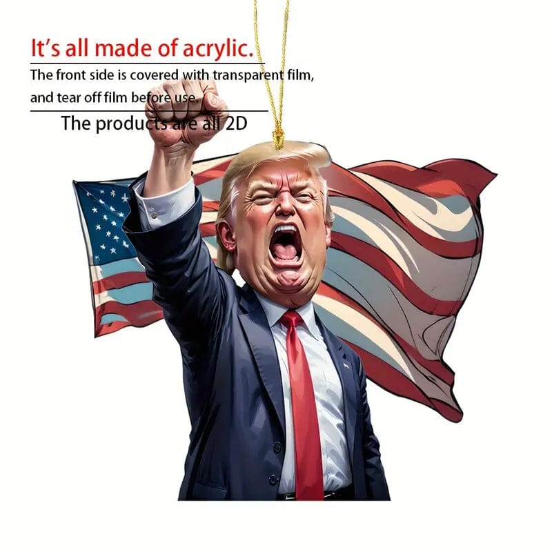 Caricature Style Trump Shouting Make America Great Again Acrylic Christmas Decorations Holiday Decor & Apparel - DailySale