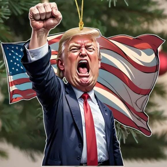 Caricature Style Trump Shouting Make America Great Again Acrylic Christmas Decorations Holiday Decor & Apparel - DailySale