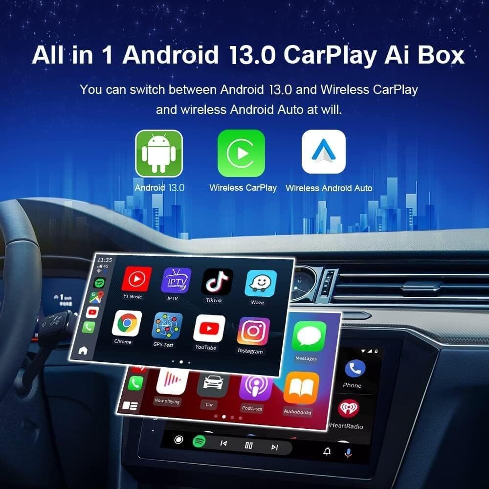 CarlinKit AI Box Dash Cam with Wireless CarPlay & Android Auto