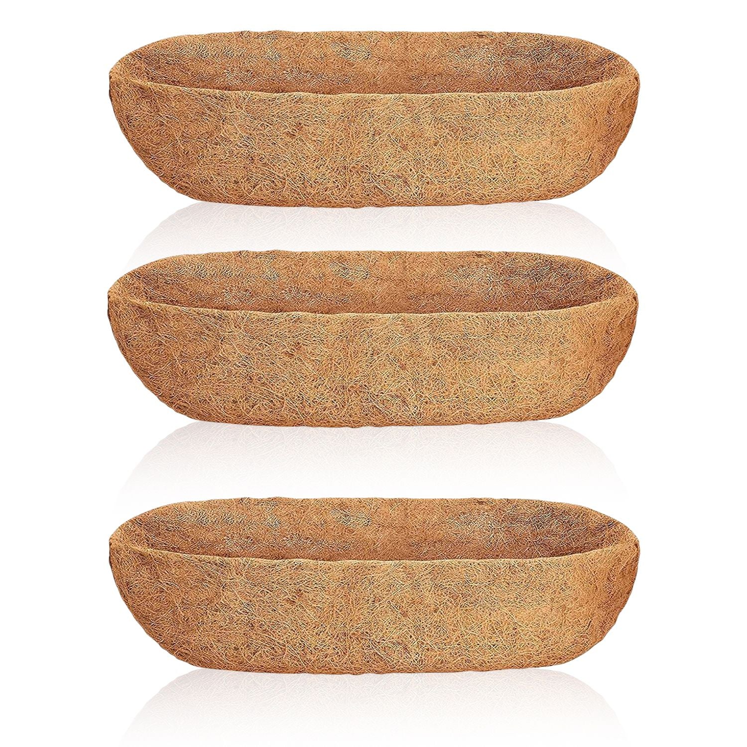 3-Pieces: Trough Coco Basket Half Moon Planter Replacement