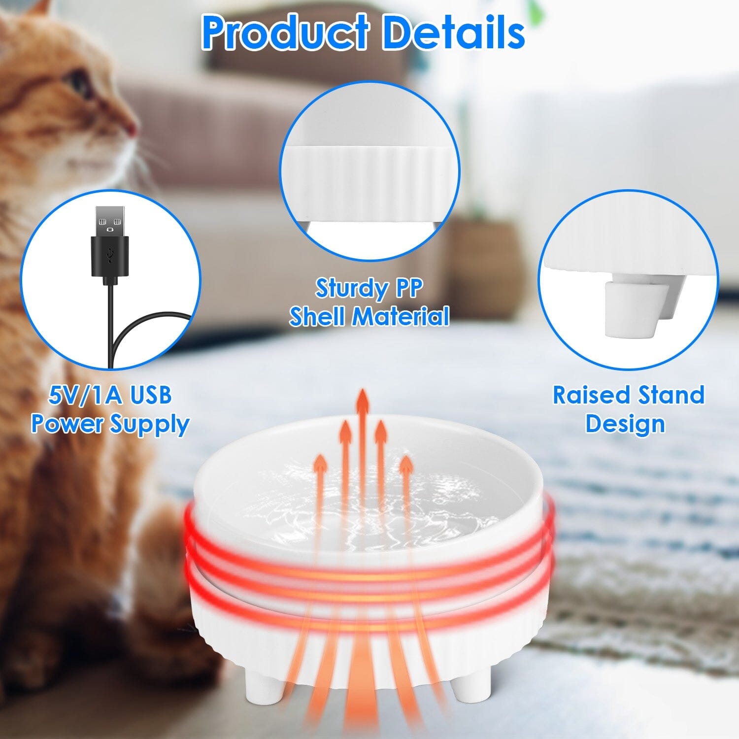 Ceramic Heated Pet Water Bowl Food Warmer Pet Supplies - DailySale