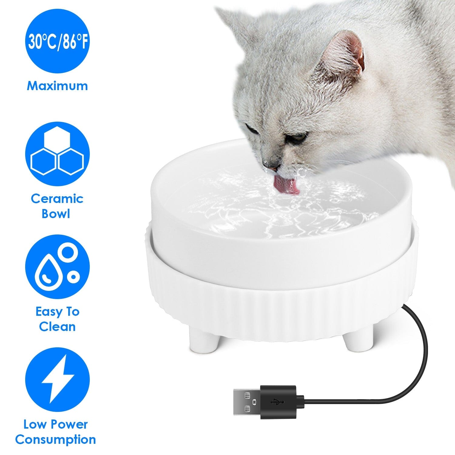 Ceramic Heated Pet Water Bowl Food Warmer Pet Supplies - DailySale