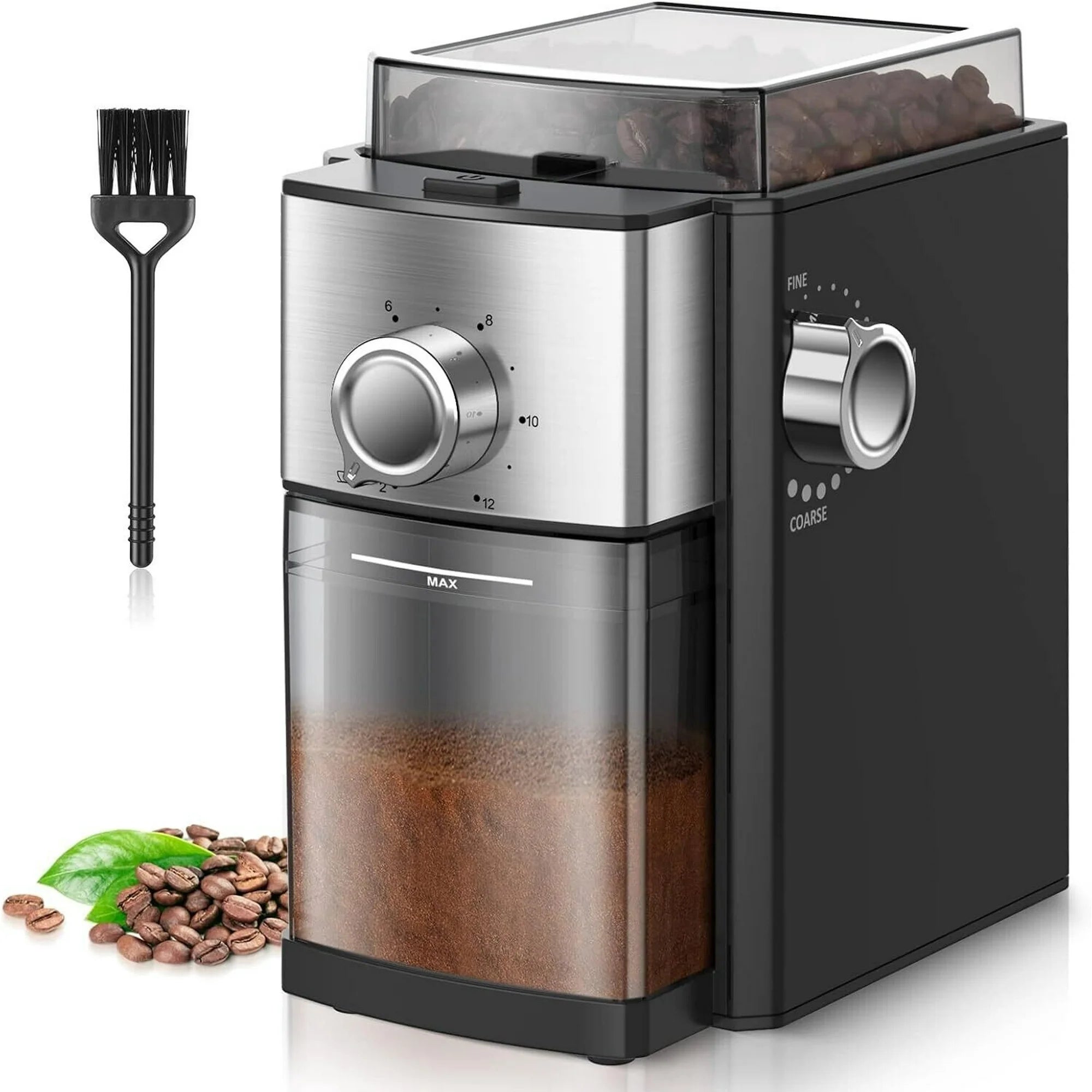 CHEFFANO BG701 Burr Coffee Grinder, Electric Coffee Bean Grinder [150W Max] with 8.8oz Large Bean Hopper & 17 Grinding Settings & High Up to 12 Cups Options for Espresso, French, (Black) Kitchen Appliances - DailySale