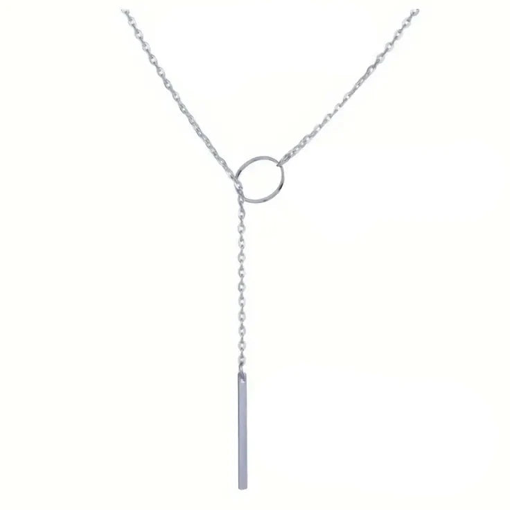 Chic Ethnic-Inspired Alloy Circle & Rod Pendant Necklace Necklaces Silver - DailySale