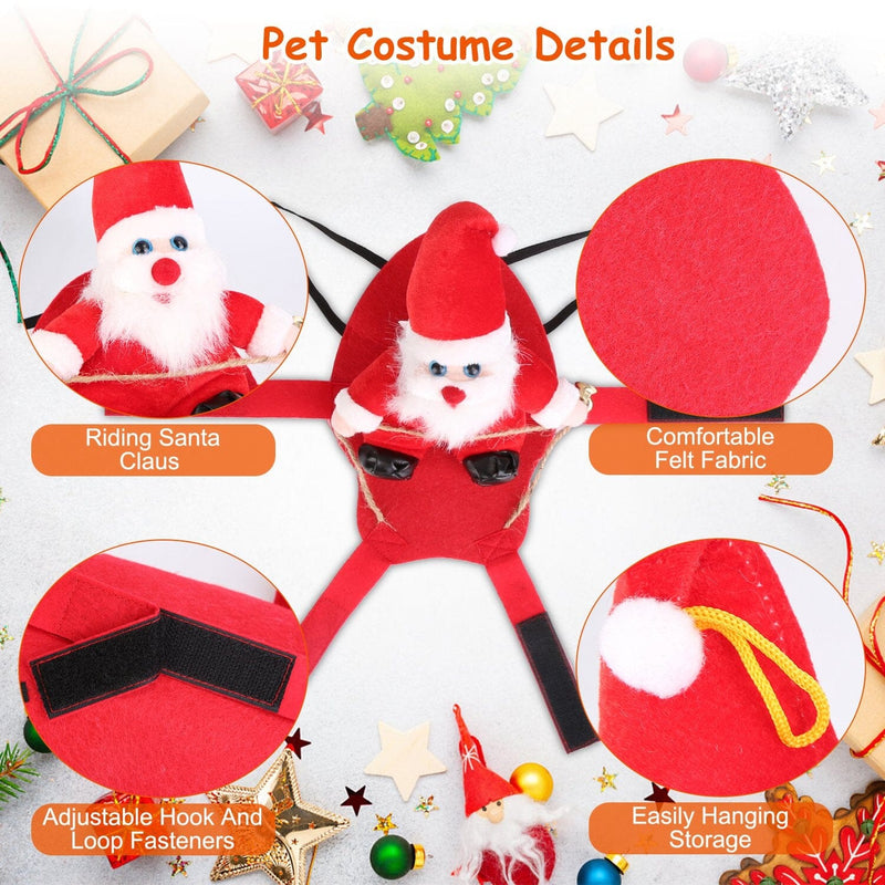 Christmas Costumes Red Winter Coat for Dog Riding Santa Claus with Bell Pet Supplies - DailySale
