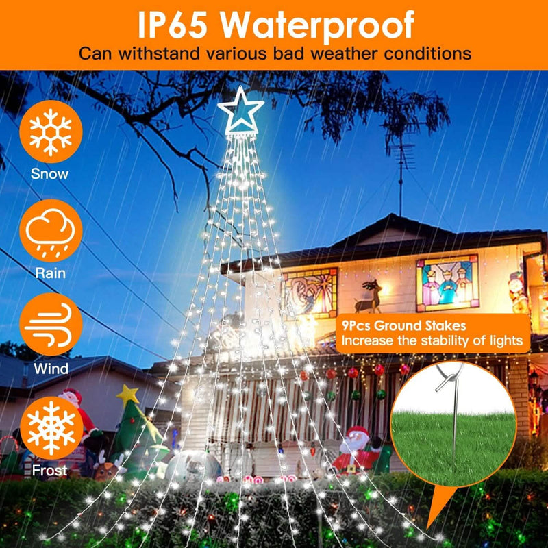 Christmas Hanging Waterfall String Light with Topper Star String & Fairy Lights - DailySale