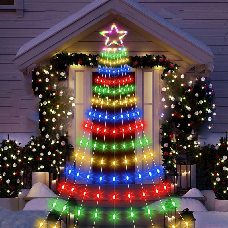 Christmas Hanging Waterfall String Light with Topper Star String & Fairy Lights Multicolor - DailySale