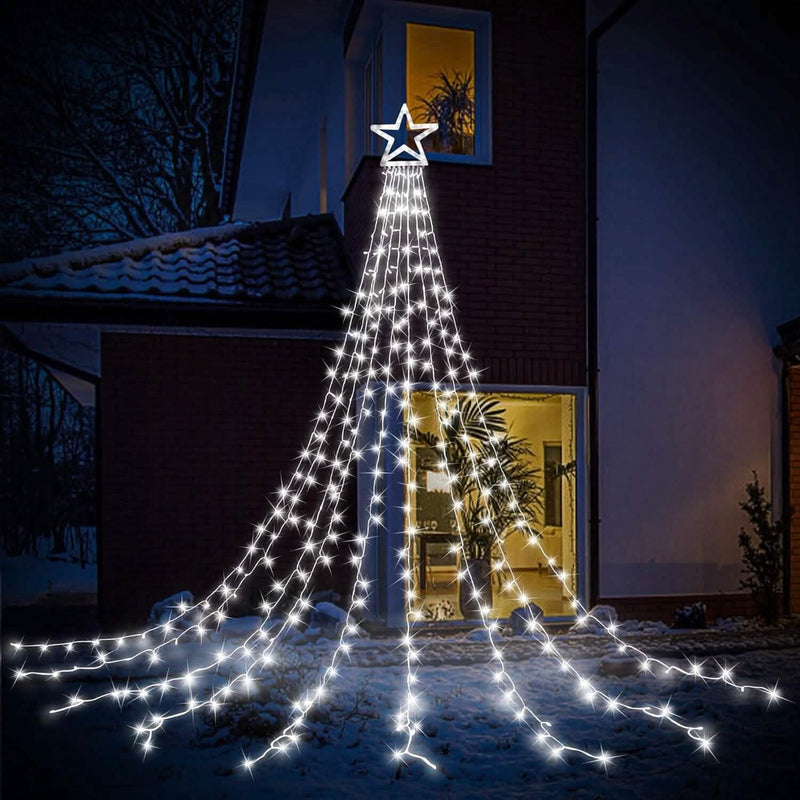 Christmas Hanging Waterfall String Light with Topper Star String & Fairy Lights Warm White - DailySale