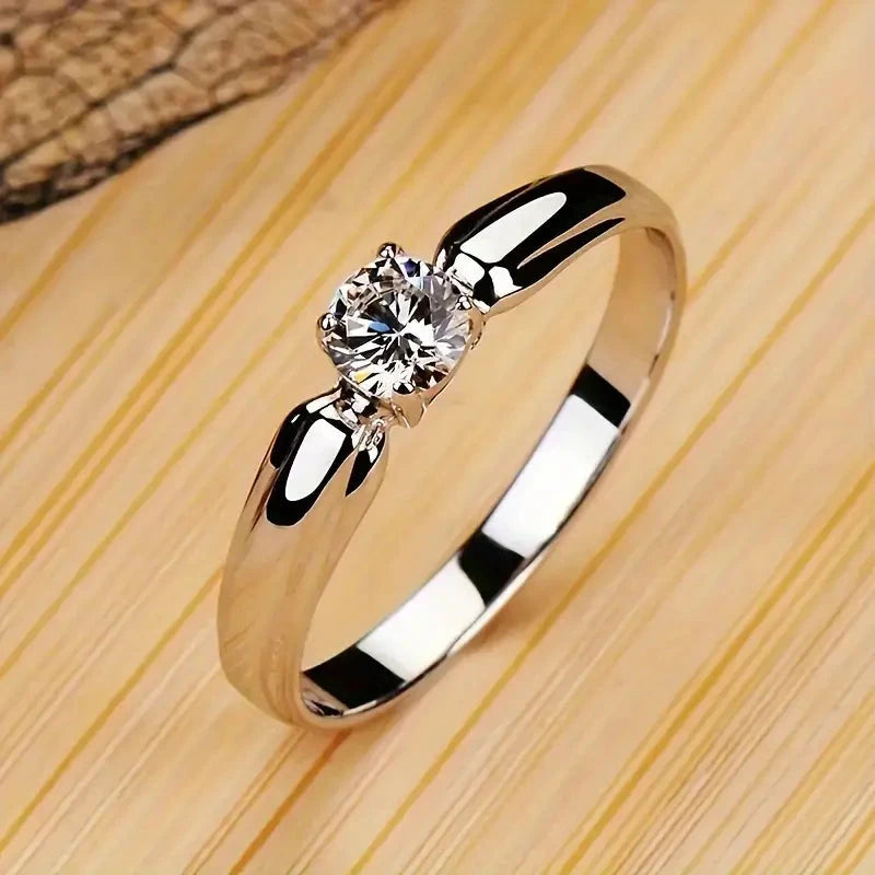 Classic 4-prong Set Round Zirconia Ring For Women Rings - DailySale