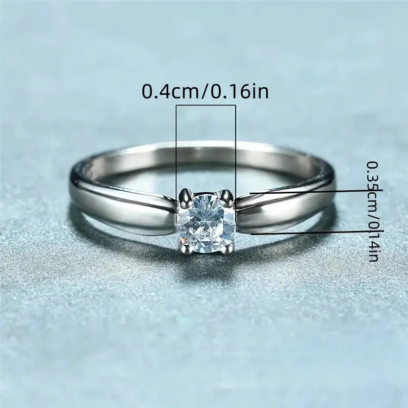 Classic 4-prong Set Round Zirconia Ring For Women Rings - DailySale