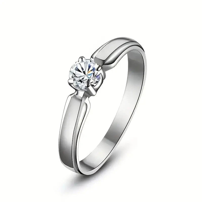 Classic 4-prong Set Round Zirconia Ring For Women Rings - DailySale