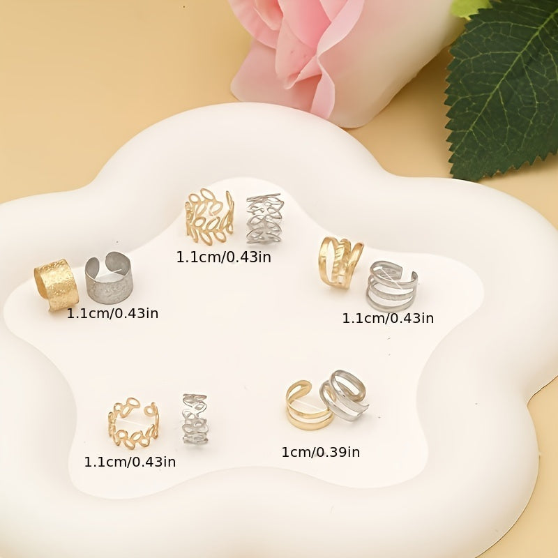 Ear clip sizes: 1.1cm and 1cm cuffs in gold and silver