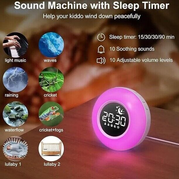 Color Changing Alarm Clock Night Light Sleep Sound Machine Household Appliances - DailySale