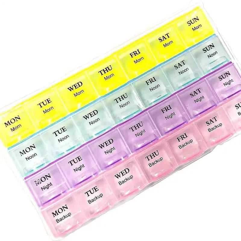 Colorful 28-Compartment Pill Organizer - Portable, Large Capacity Health Care Box Wellness - DailySale
