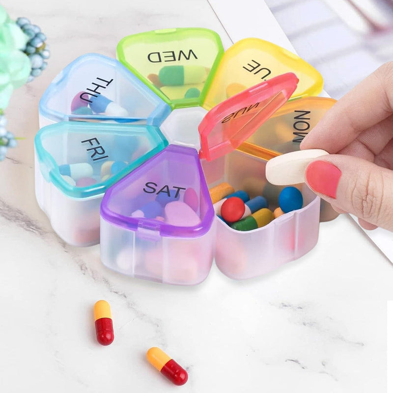 Colorful 7 Day Pills And Vitamins Organizer With Large Compartments Wellness - DailySale
