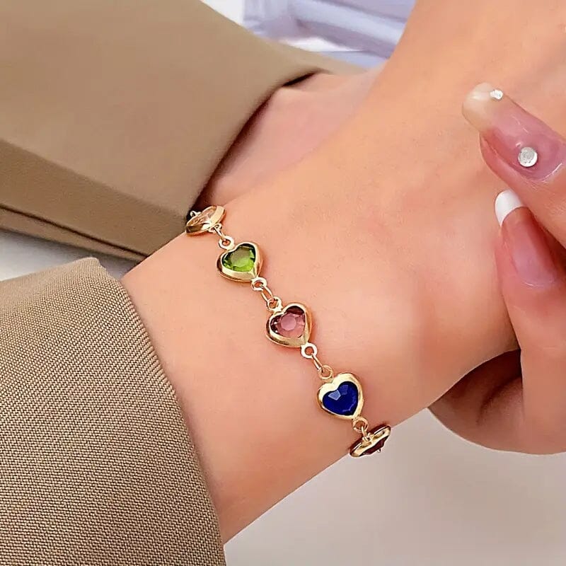 Colorful Heart-Shaped Zirconia Bracelet Bracelets - DailySale