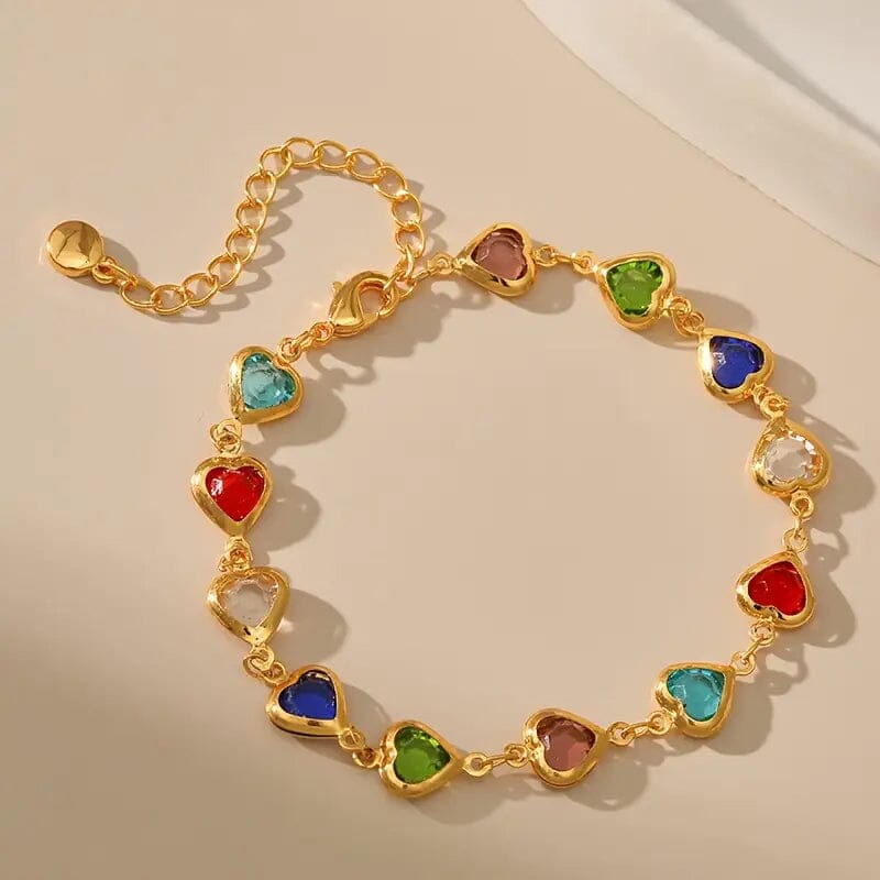 Colorful Heart-Shaped Zirconia Bracelet Bracelets - DailySale