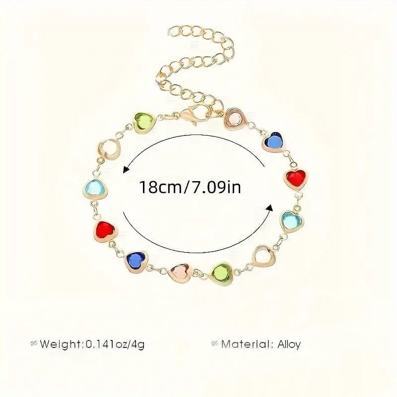 Colorful Heart-Shaped Zirconia Bracelet Bracelets - DailySale