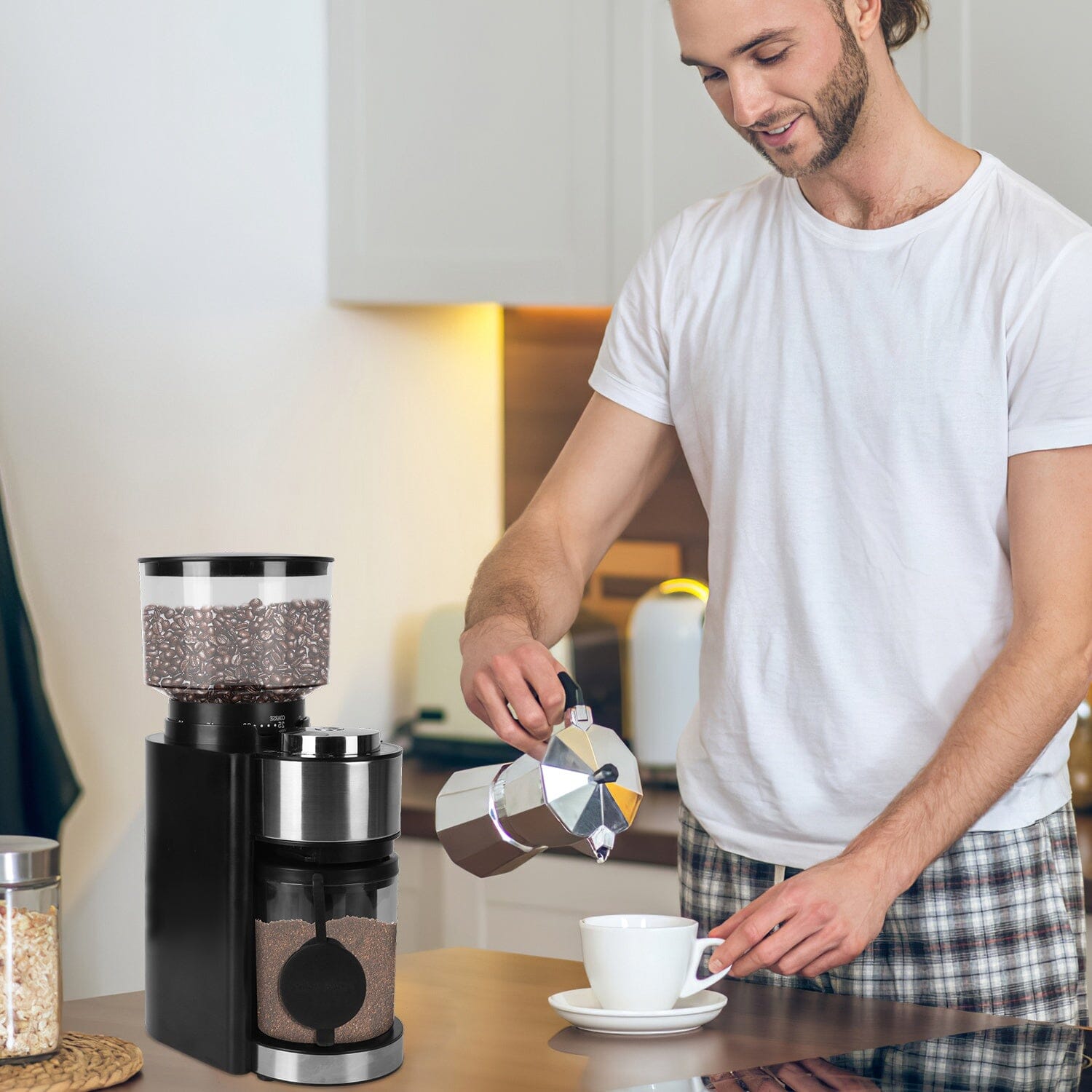 Conical Bur Coffee Bean Electric Grinder with 25 Grind Settings Kitchen Appliances - DailySale