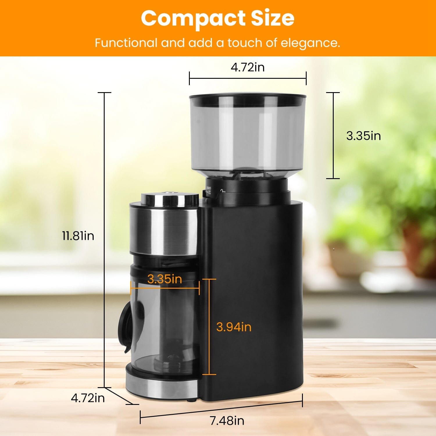 Conical Bur Coffee Bean Electric Grinder with 25 Grind Settings Kitchen Appliances - DailySale