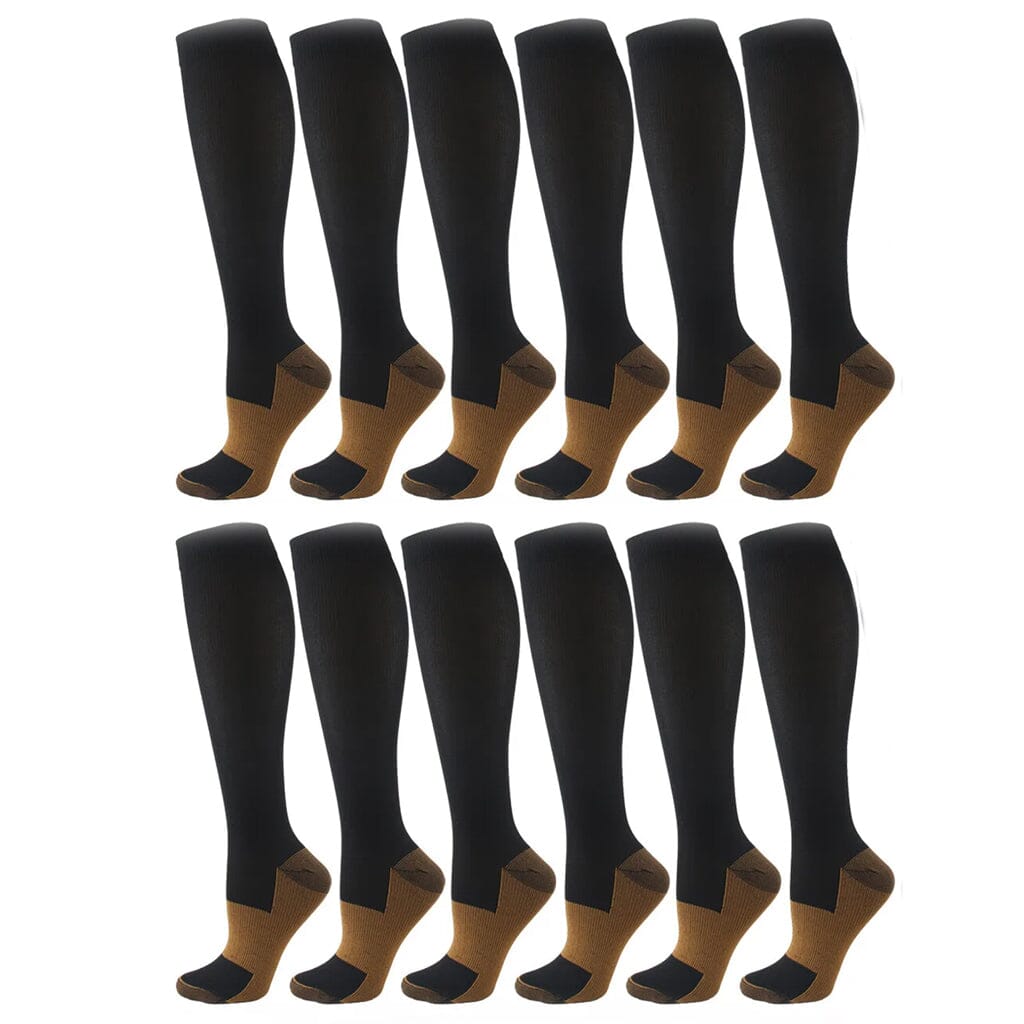 Copper Compression Socks 20-30mmHg Graduated Support L/XL for Men and Women Wellness 6-Pairs - DailySale