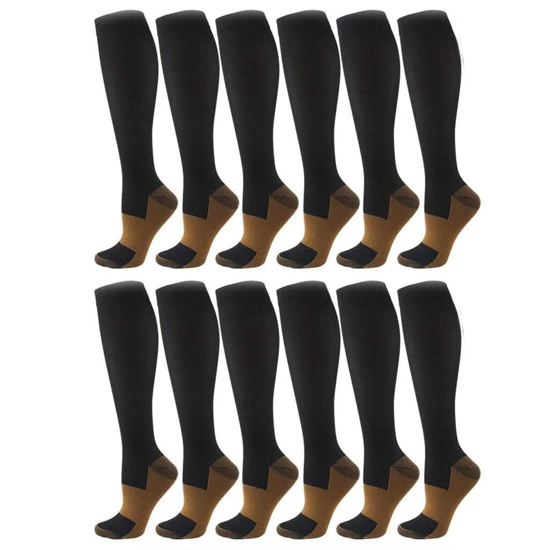 Copper Compression Socks 20-30mmHg Graduated Support L/XL for Men and Women Wellness 6-Pairs - DailySale
