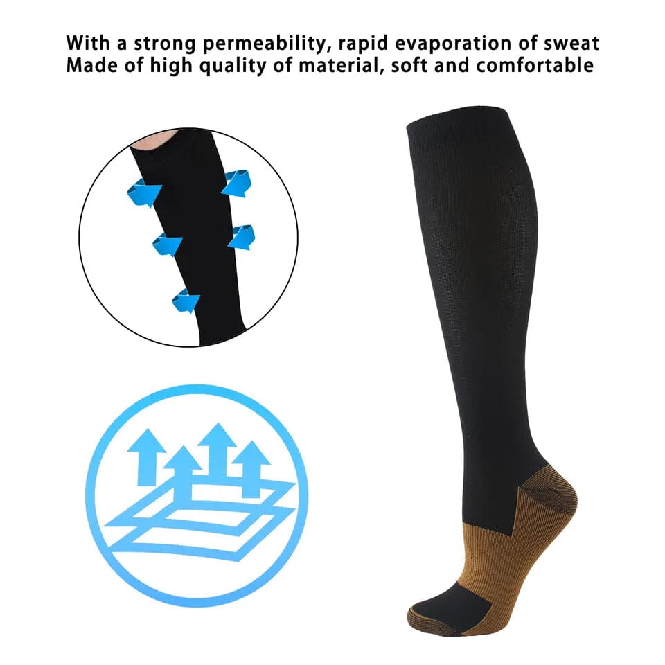 Copper Compression Socks 20-30mmHg Graduated Support L/XL for Men and Women Wellness - DailySale