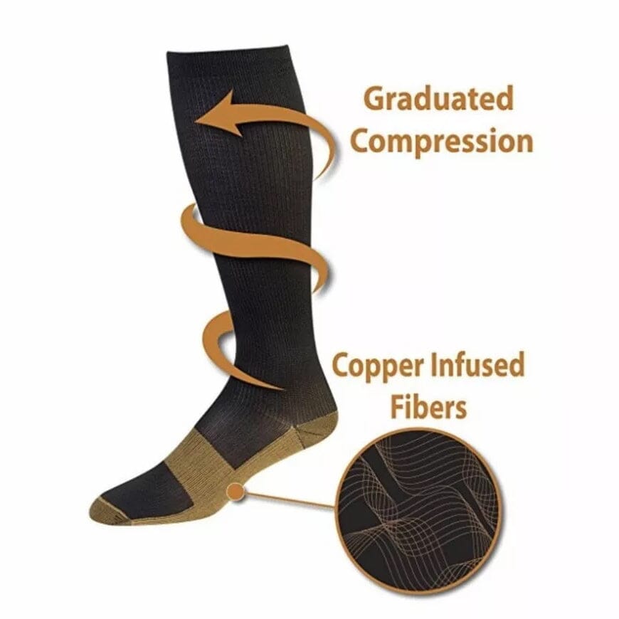 Copper Compression Socks 20-30mmHg Graduated Support L/XL for Men and Women Wellness - DailySale