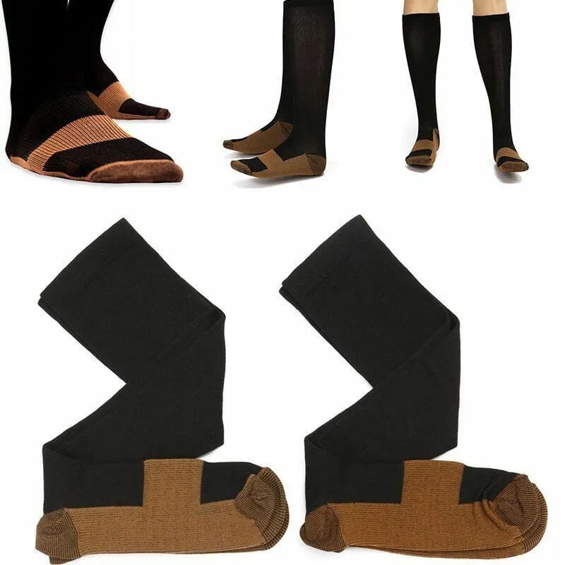 Copper Compression Socks 20-30mmHg Graduated Support L/XL for Men and Women Wellness - DailySale