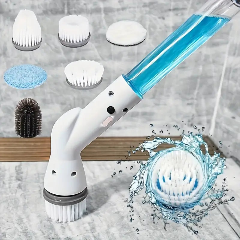 Cordless Electric Spin Scrubber with 6 Brush Heads and Adjustable Long Handle Household Appliances - DailySale