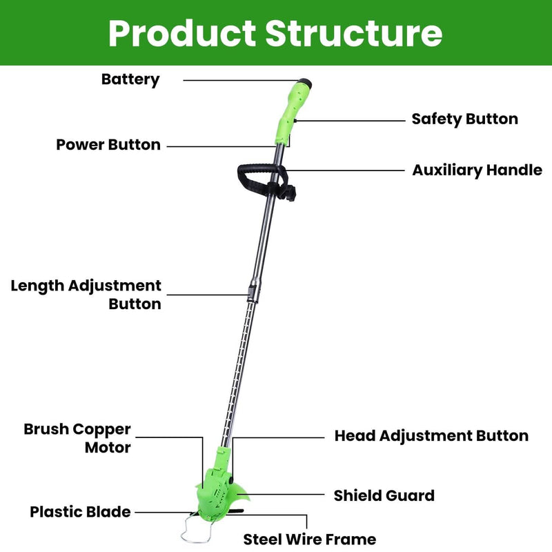 Cordless Rechargeable Grass Trimmer Garden & Patio - DailySale