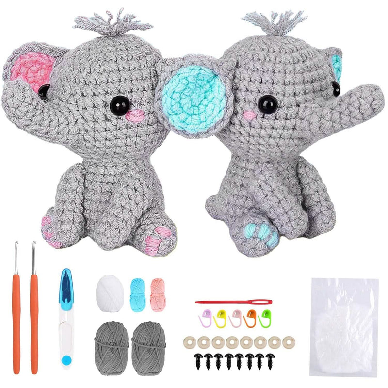Crochet Kit for Beginners DIY Knitting Supplies Arts & Crafts Elephant - DailySale
