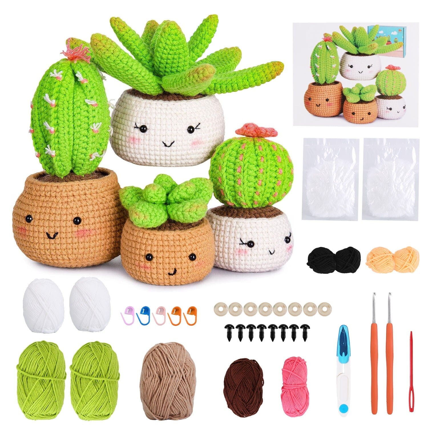 Crochet Kit for Beginners DIY Knitting Supplies Arts & Crafts Succulent - DailySale