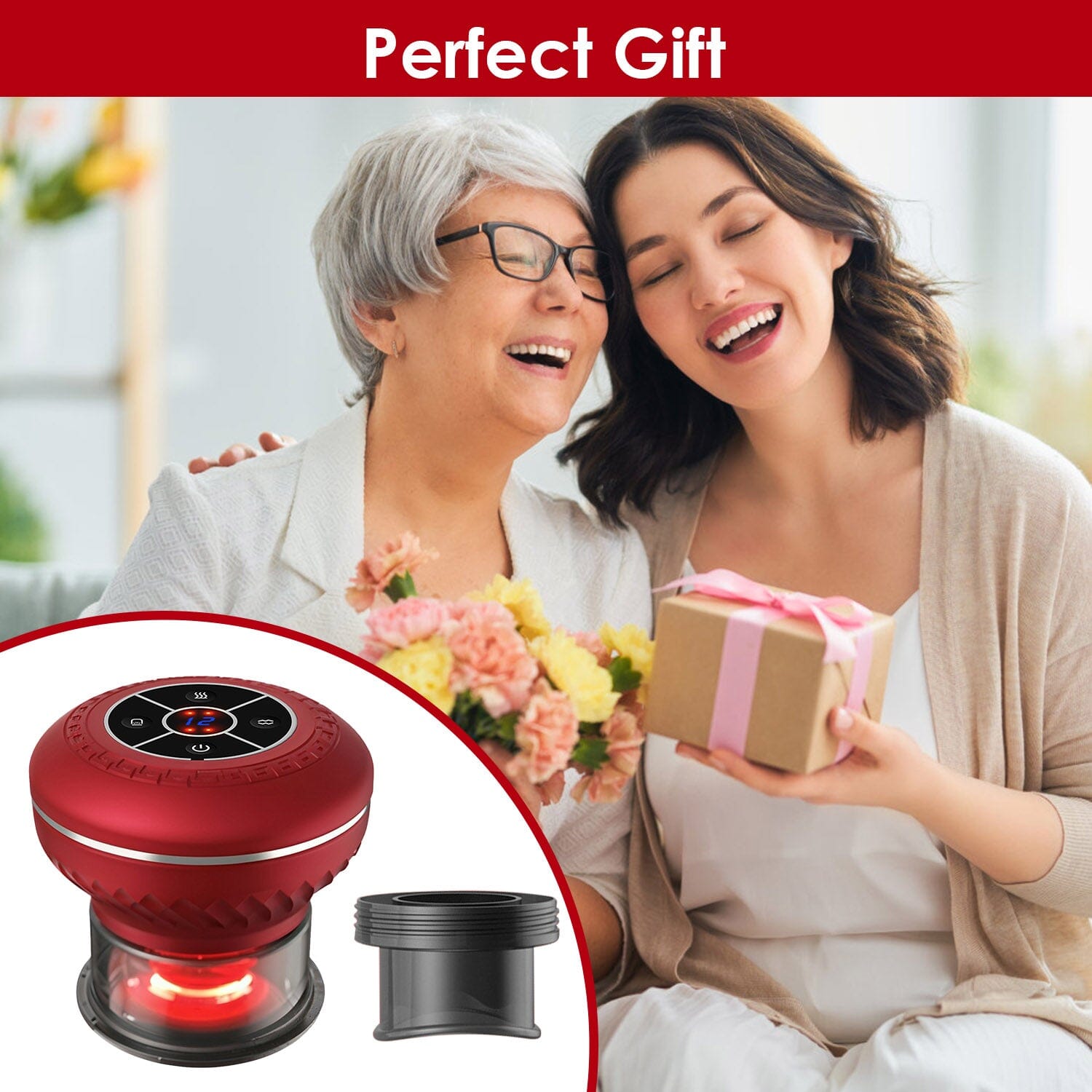 Cuppin Therapy Massager with Red Light Heat Therapy 16 Level Temperature Wellness - DailySale