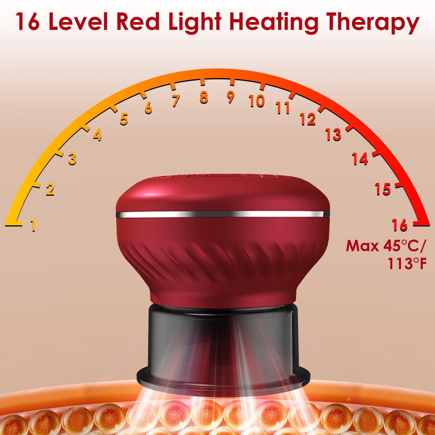 Cuppin Therapy Massager with Red Light Heat Therapy 16 Level Temperature Wellness - DailySale