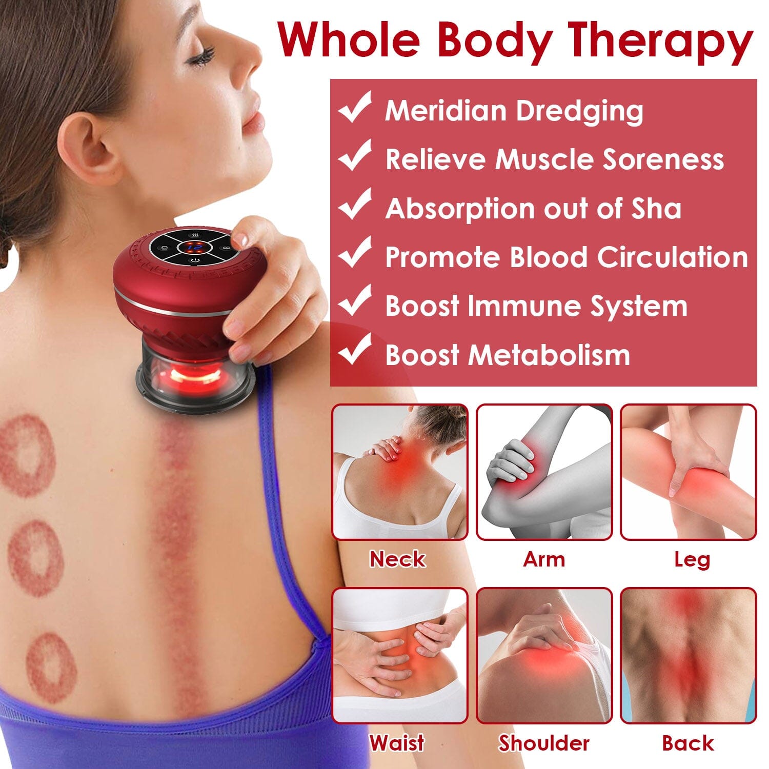 Cuppin Therapy Massager with Red Light Heat Therapy 16 Level Temperature Wellness - DailySale