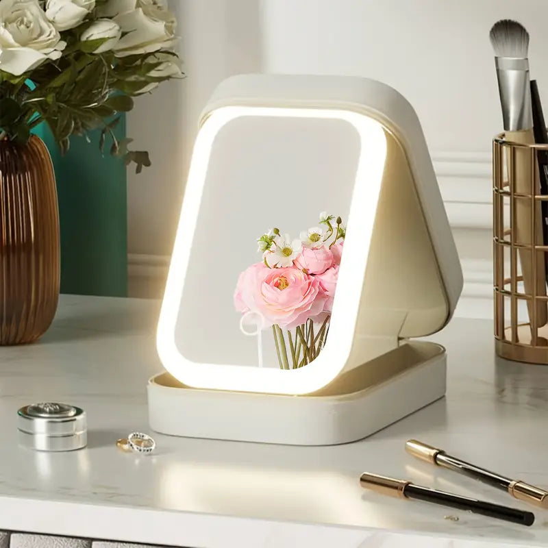 Travel Compact Touch Screen Tabletop Cosmetic Makeup Mirror with LED and 1200mAh