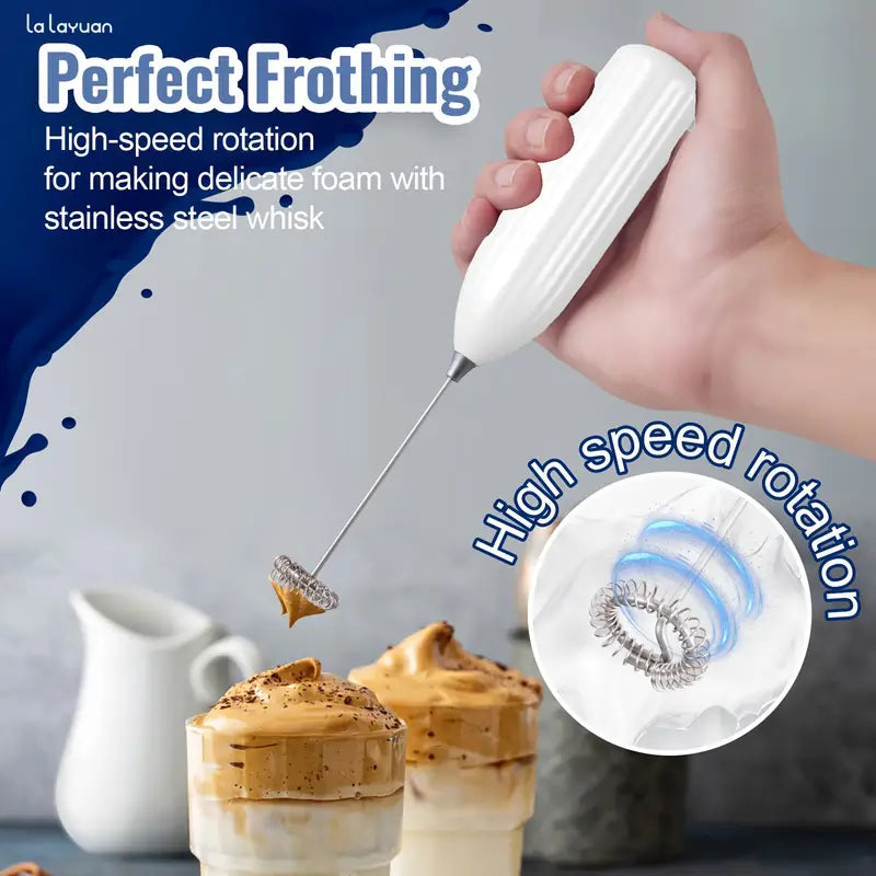 Powerful Electric Milk Frother Stainless Steel Drink Mixer