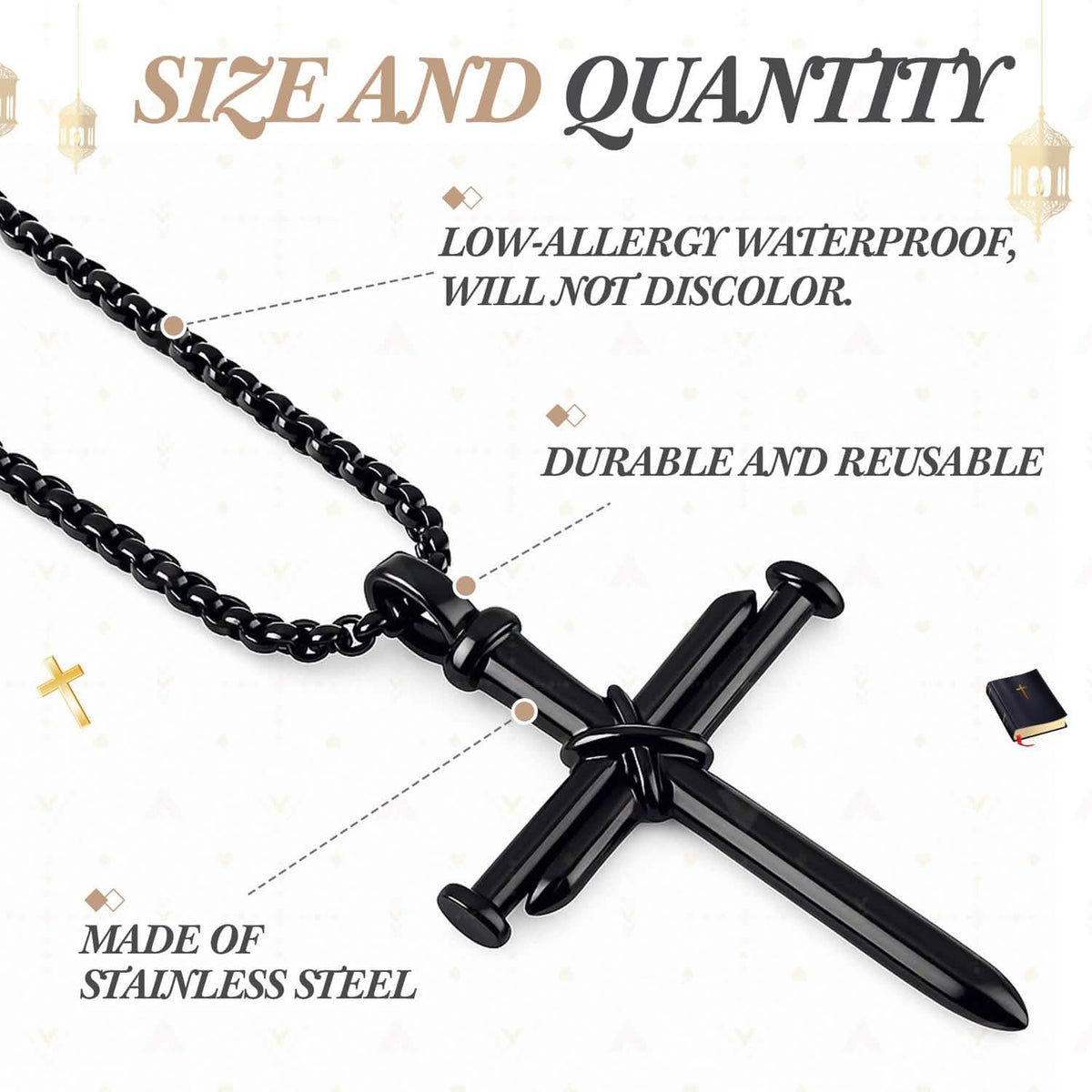 Stainless steel, low-allergy and waterproof, will not discolor