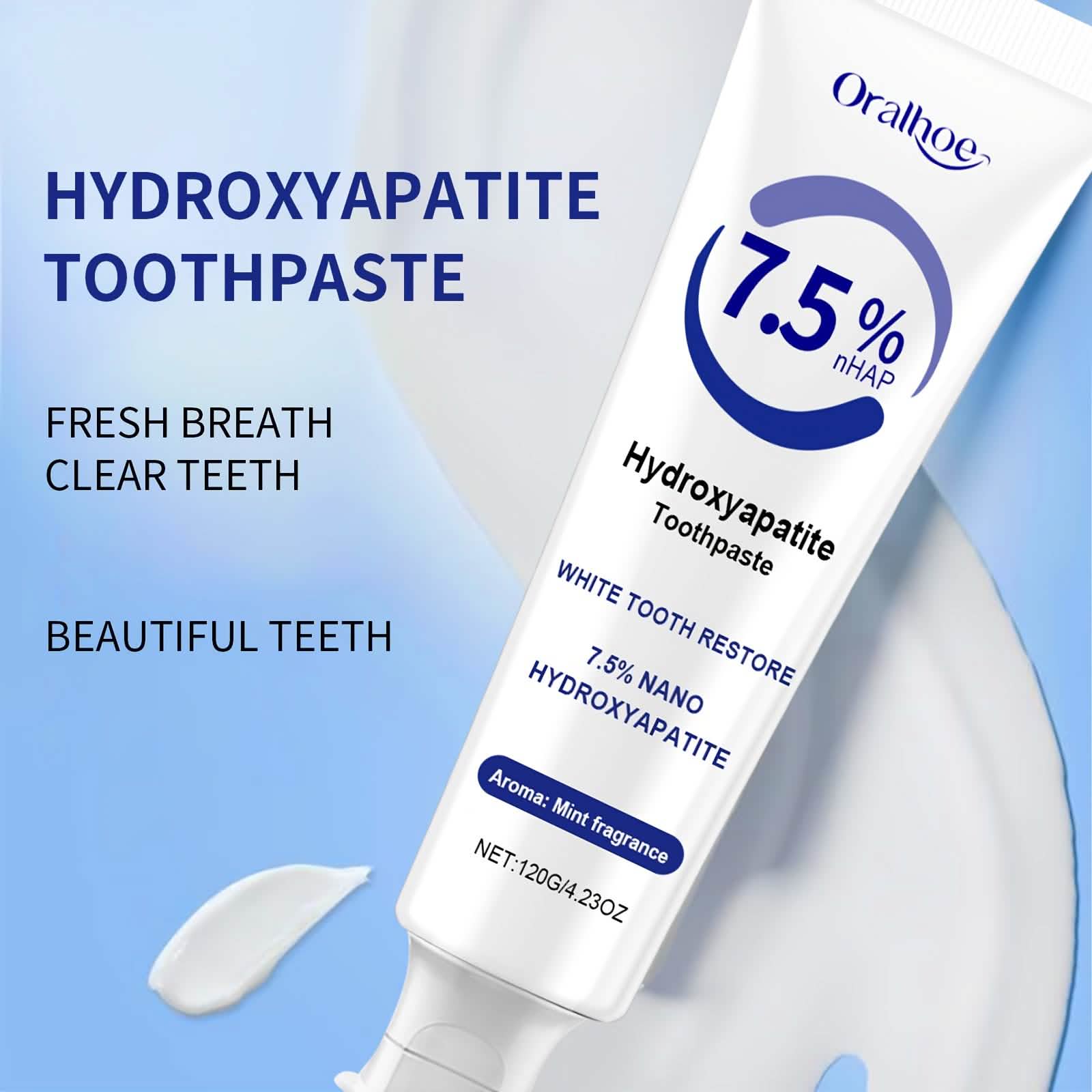 Hydroxyapatite Toothpaste – 7.5% NHAP, Whitening Mint, Gentle Teeth & Mouth Care
