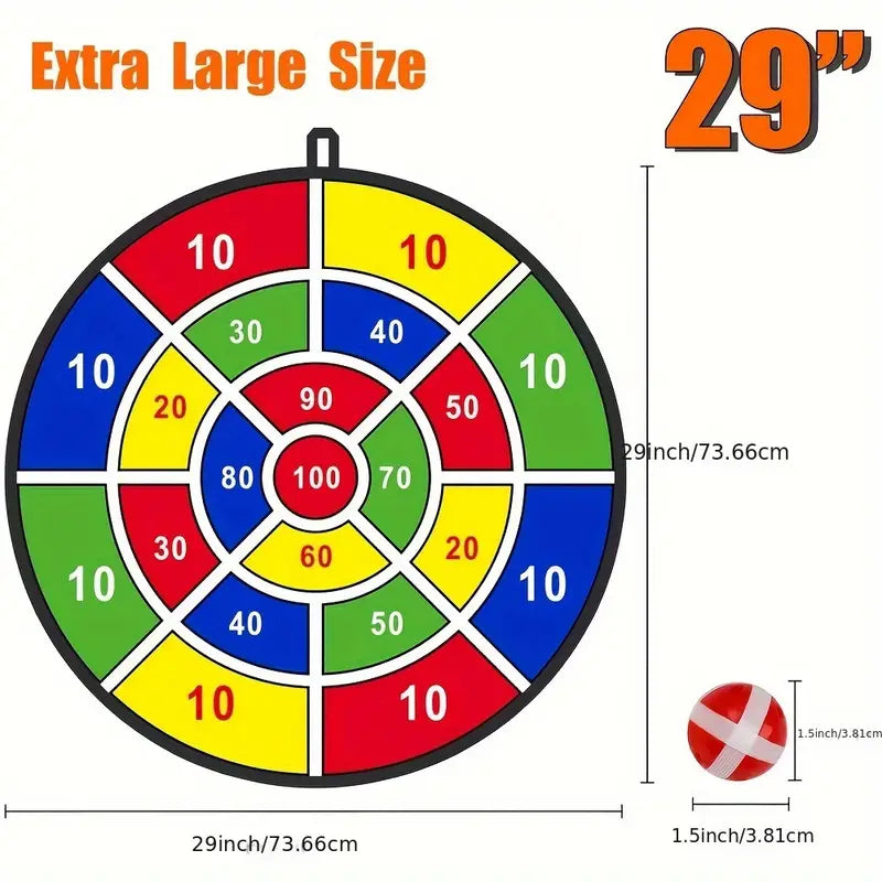 Large 29" Dart Board With Sticky Balls, Indoor & Outdoor Fun Party Play Game Toys