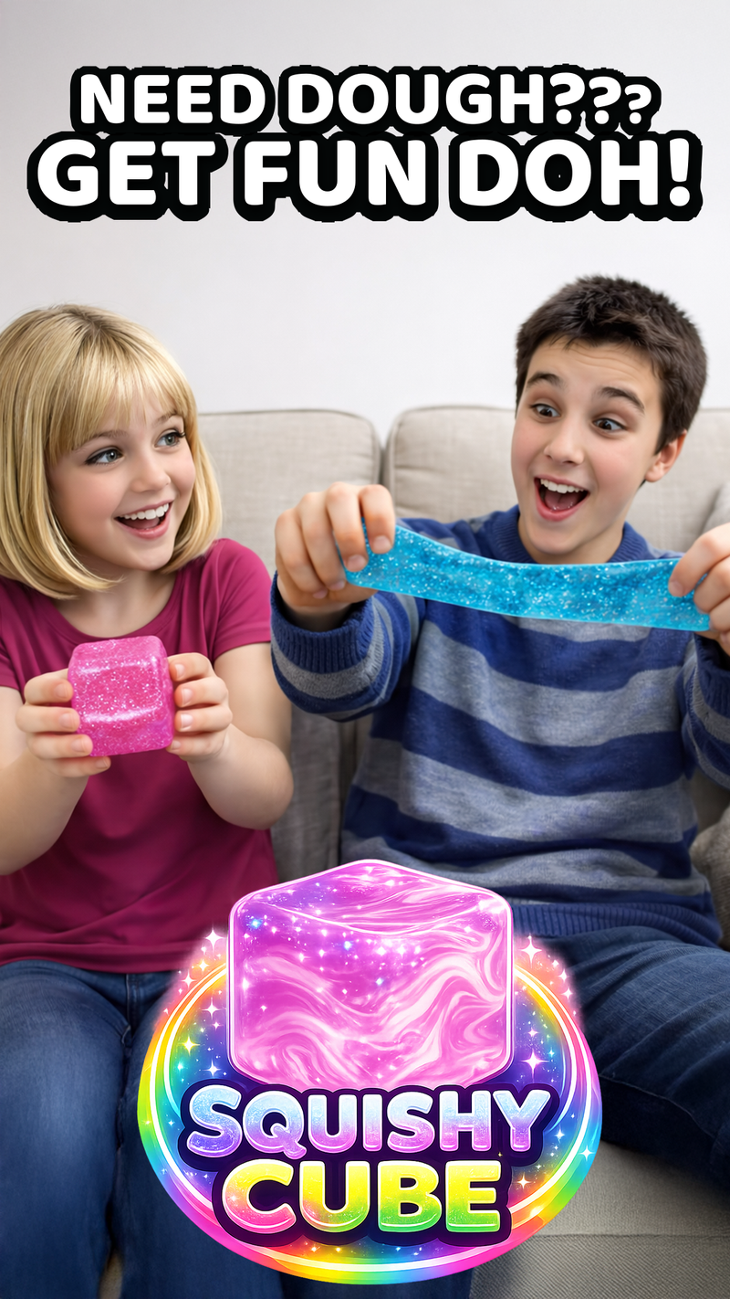 Fun Doh Squishy Sparkle Cube Fidget Toy – Viral Sensory Squish Toy