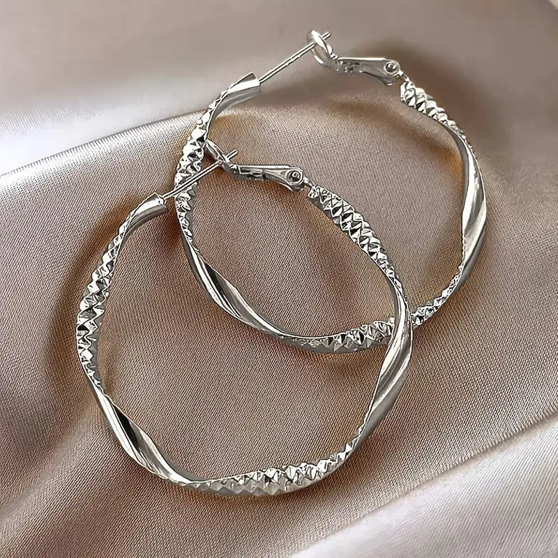 Delicate Silky Texture Design Women's Earrings Earrings Silver - DailySale