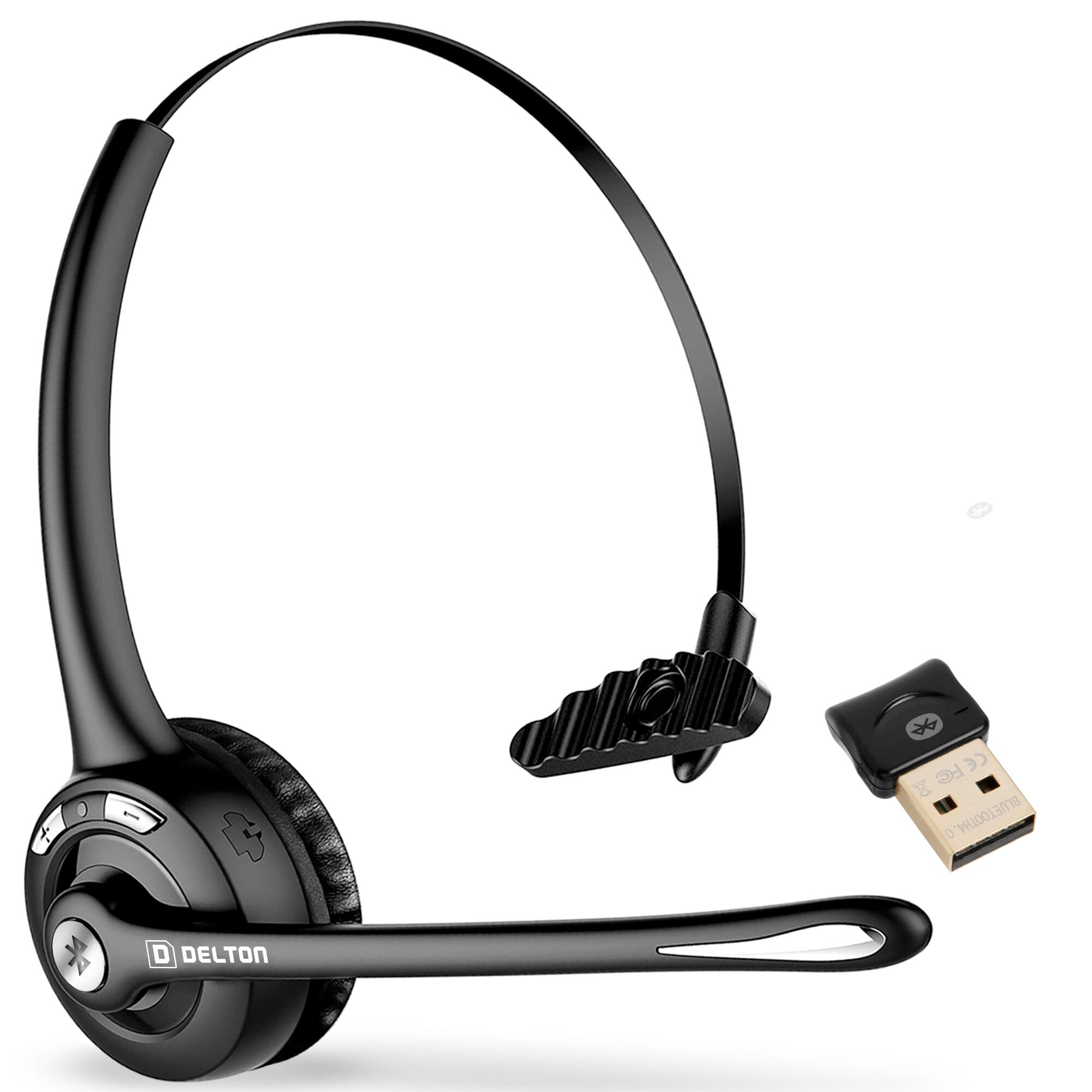 Delton 10X Bluetooth Computer Headset, Over-the-Head Single Ear Wireless Headphone with USB Dongle Headphones - DailySale