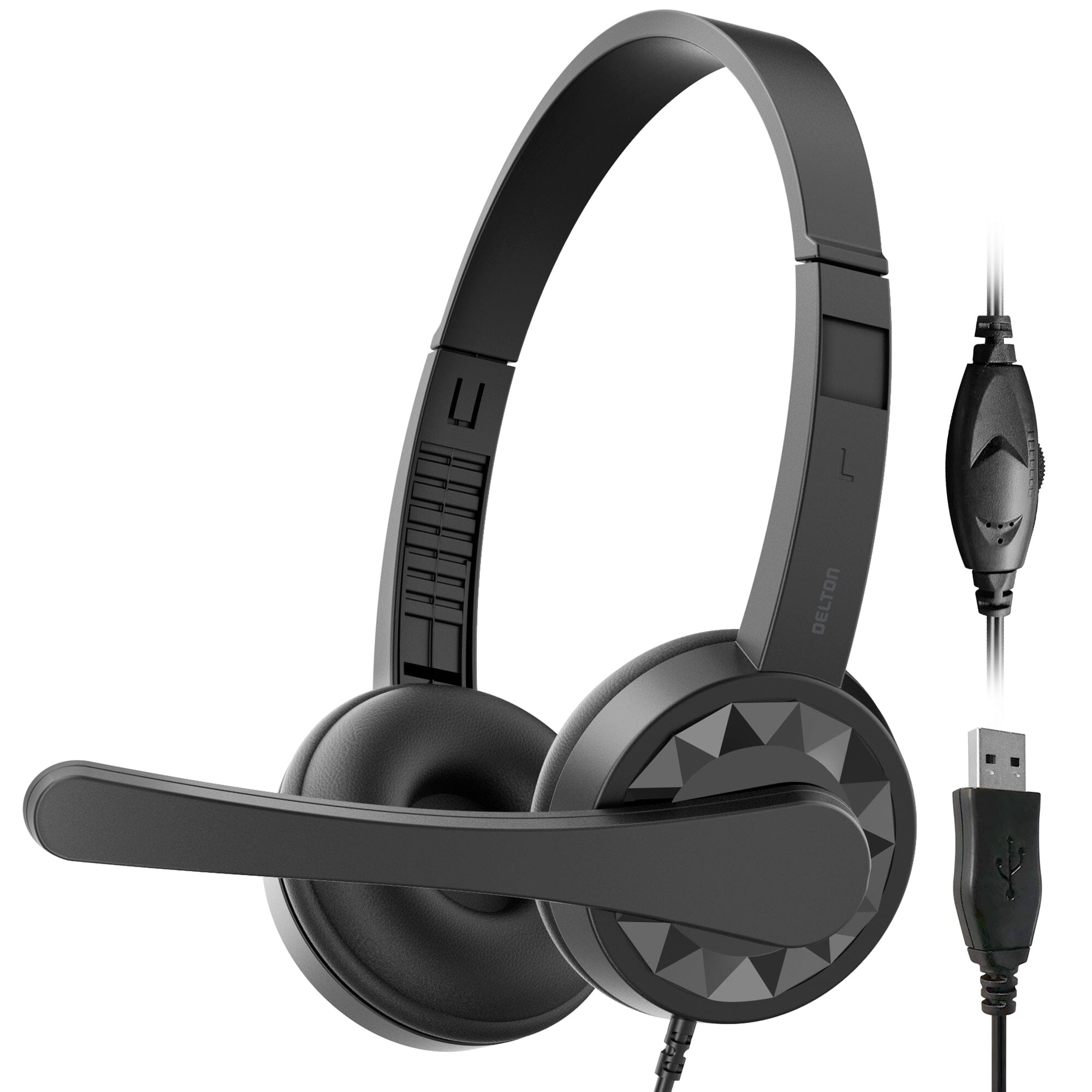 Delton 12Y USB Computer Headset with Microphone Noise Isolating Headphones In-Line Volume Control Headphones - DailySale