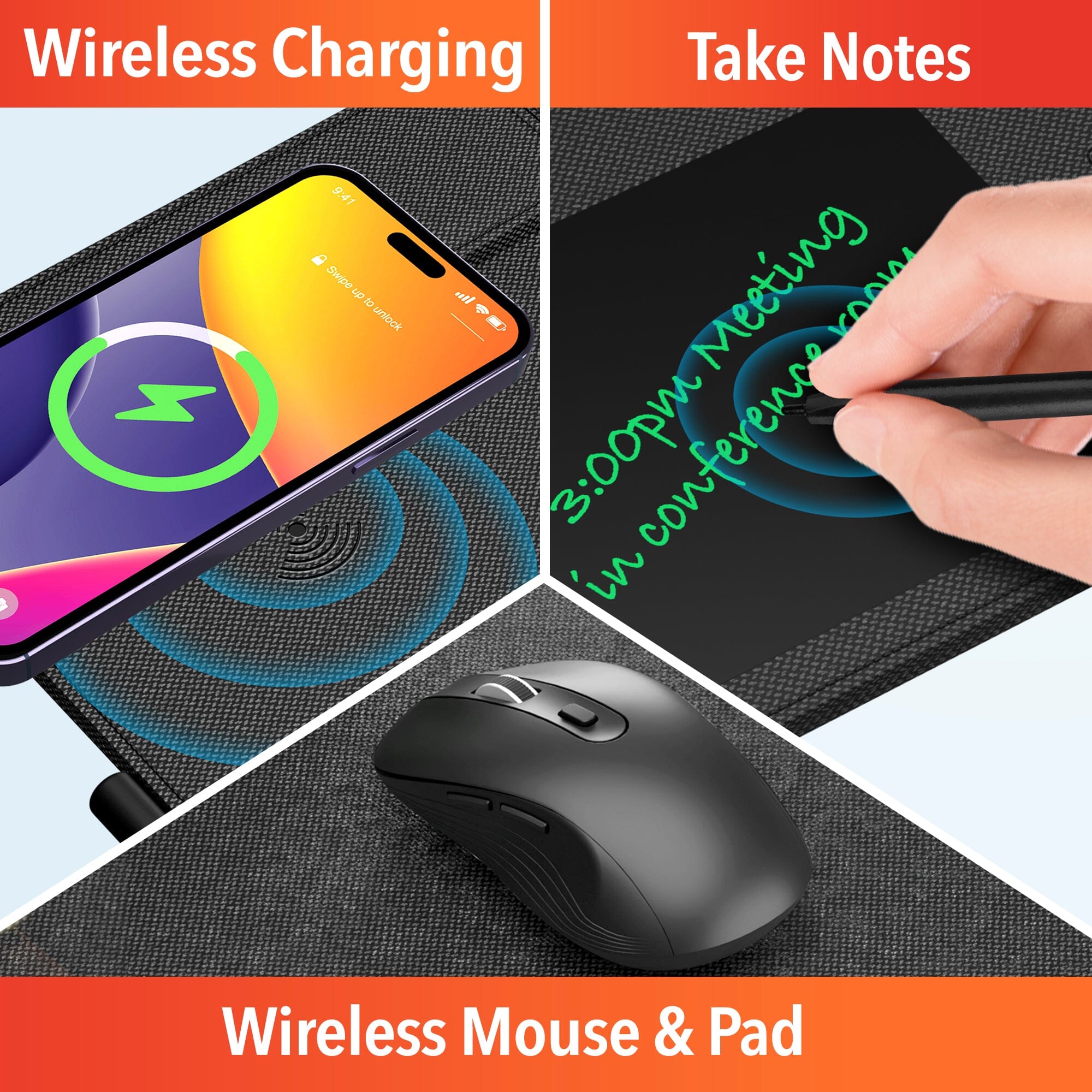 Delton D101and S8 Optical Wireless Mouse and Non-Skid Mouse Pads Wireless Charging for Qi-Enabled Devices Computer Accessories - DailySale