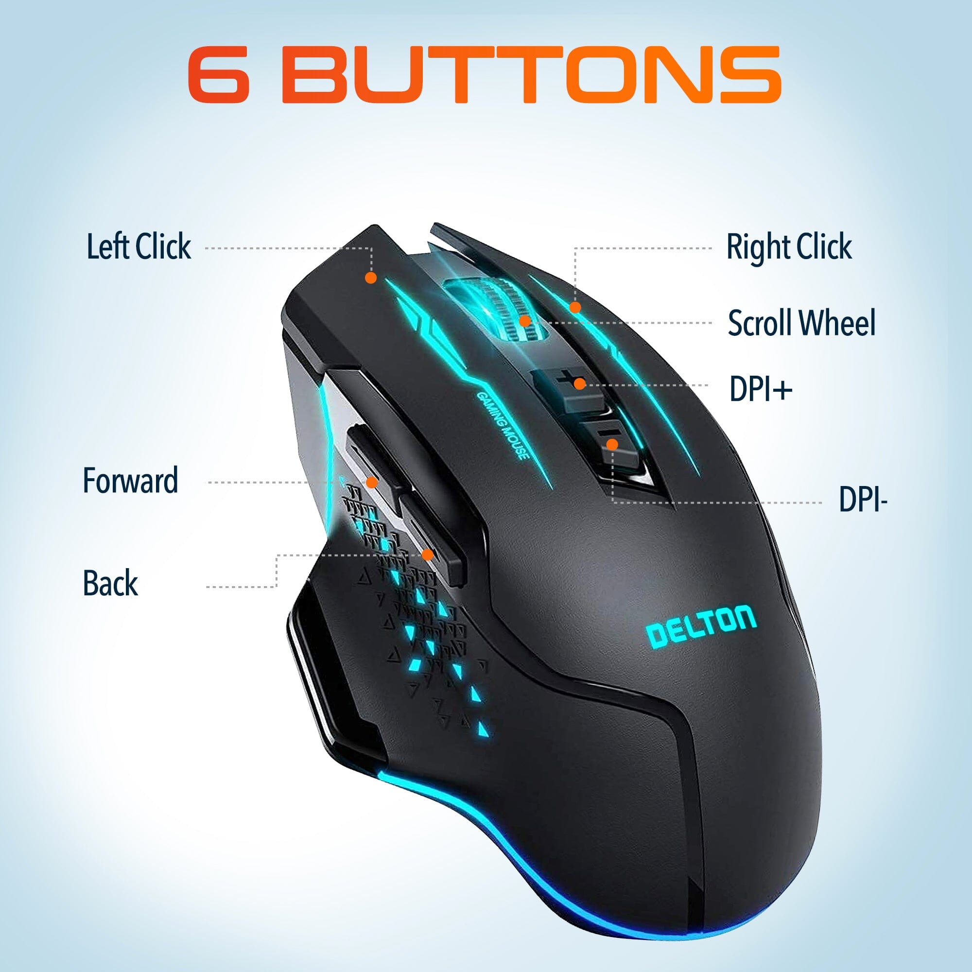 Delton G37 Rechargeable USB Ergonomic Wireless Gaming Mouse Computer Accessories - DailySale