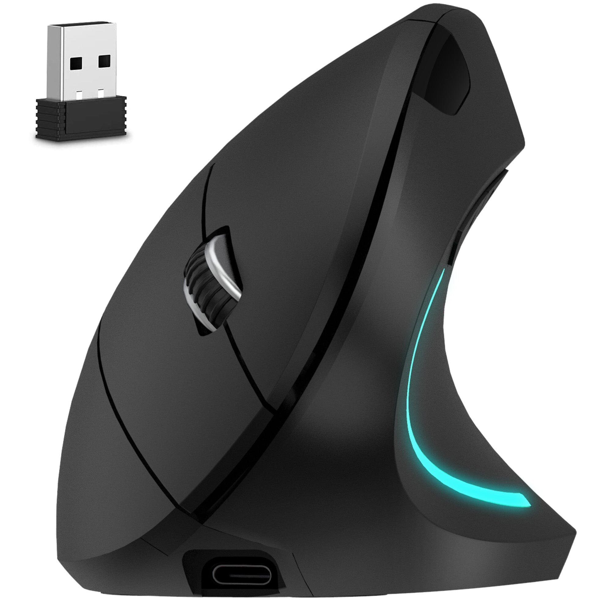 Delton S12 Ergonomic Vertical Rechargeable Wireless Mouse with Auto Pair USB Dongle Computer Accessories - DailySale